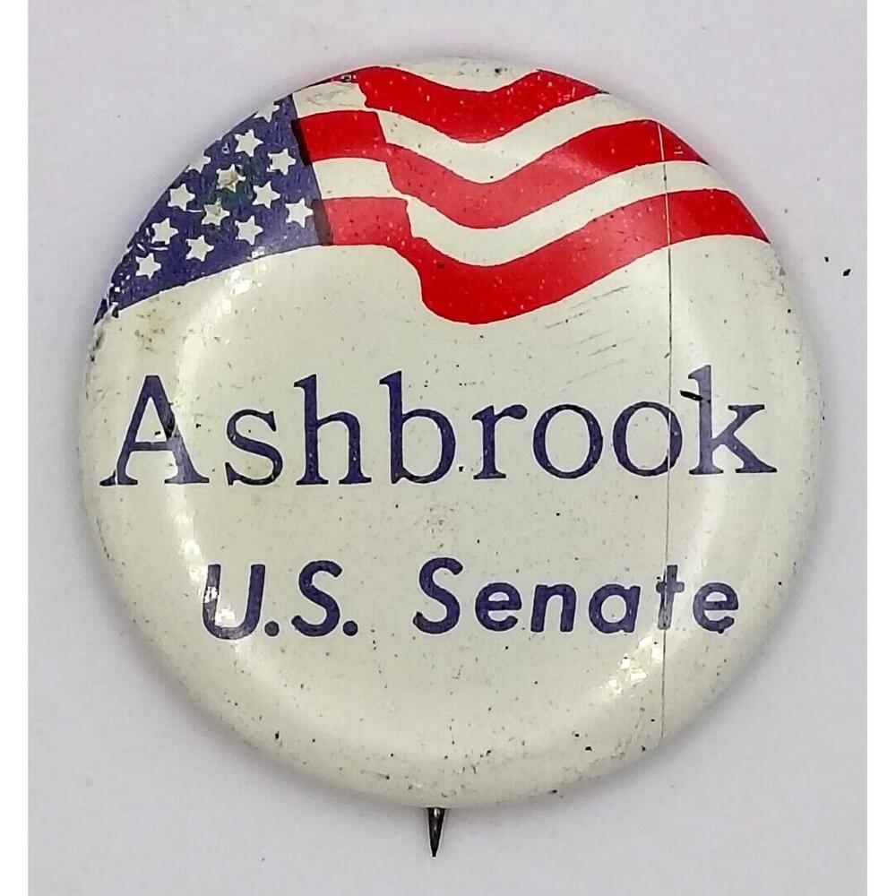 Ashbrook Us Senate Vintage Political Campaign Pin Button Pinback Patriotic